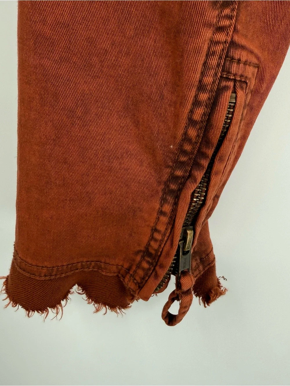 FREE PEOPLE Boho Collapsing Twill Raw Edge Hanna Jacket Rustic Size M Snap